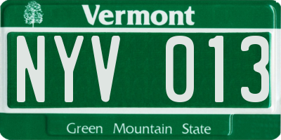 VT license plate NYV013