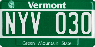 VT license plate NYV030