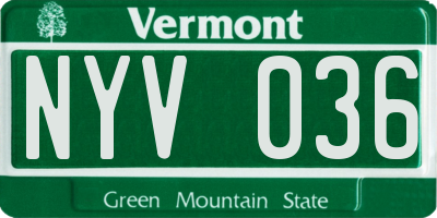 VT license plate NYV036
