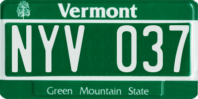 VT license plate NYV037