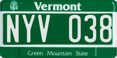 VT license plate NYV038