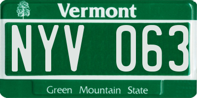 VT license plate NYV063