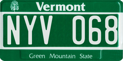 VT license plate NYV068