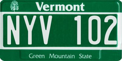 VT license plate NYV102