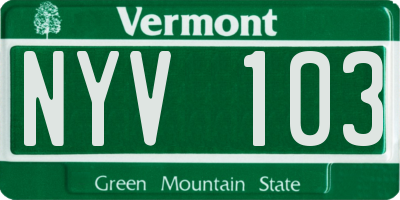 VT license plate NYV103