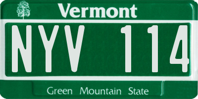 VT license plate NYV114