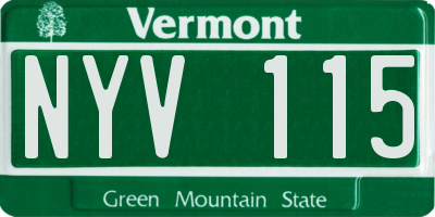 VT license plate NYV115