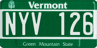 VT license plate NYV126