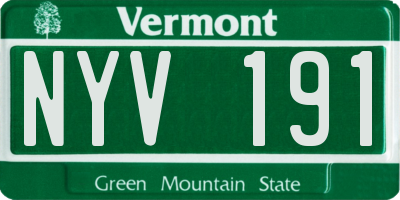 VT license plate NYV191
