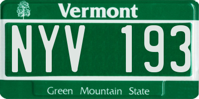 VT license plate NYV193