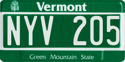 VT license plate NYV205