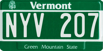 VT license plate NYV207