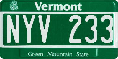 VT license plate NYV233