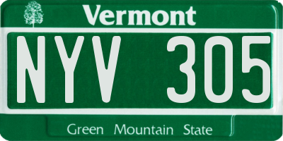 VT license plate NYV305
