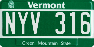 VT license plate NYV316