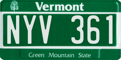 VT license plate NYV361