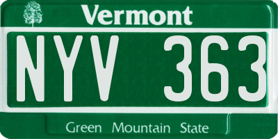 VT license plate NYV363