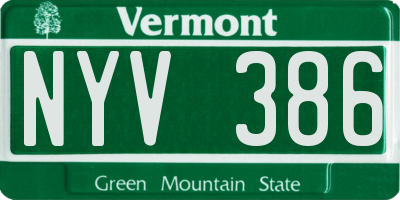 VT license plate NYV386