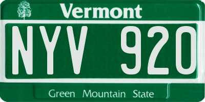VT license plate NYV920