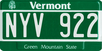 VT license plate NYV922