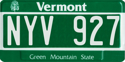 VT license plate NYV927