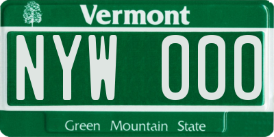 VT license plate NYW000