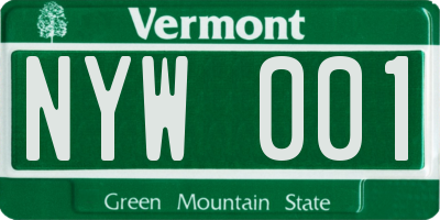 VT license plate NYW001