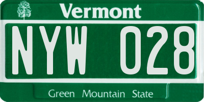 VT license plate NYW028