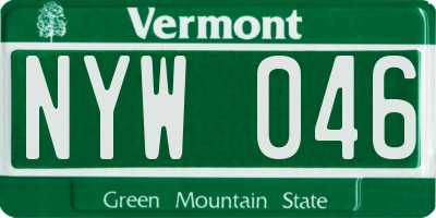 VT license plate NYW046