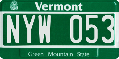 VT license plate NYW053