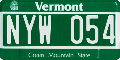 VT license plate NYW054