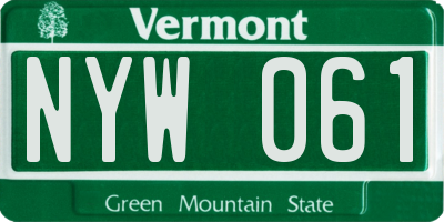 VT license plate NYW061