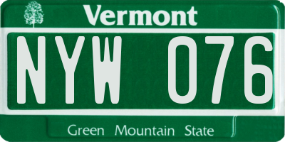 VT license plate NYW076