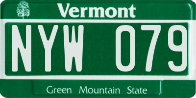 VT license plate NYW079