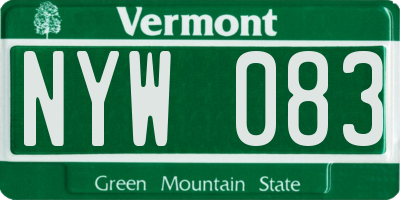 VT license plate NYW083