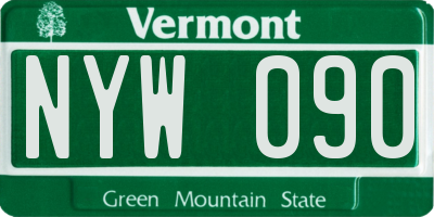 VT license plate NYW090