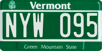 VT license plate NYW095