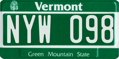 VT license plate NYW098