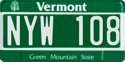 VT license plate NYW108