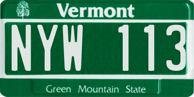 VT license plate NYW113
