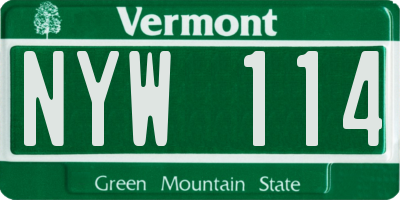 VT license plate NYW114