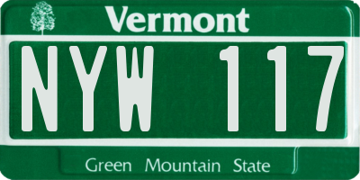 VT license plate NYW117