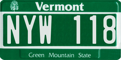 VT license plate NYW118