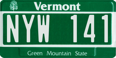 VT license plate NYW141