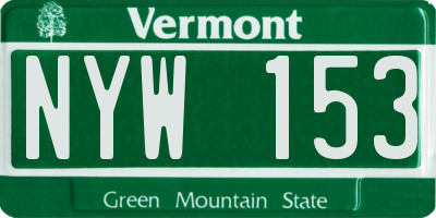 VT license plate NYW153