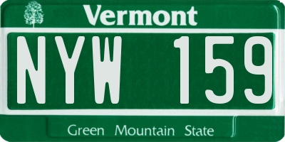 VT license plate NYW159