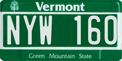 VT license plate NYW160