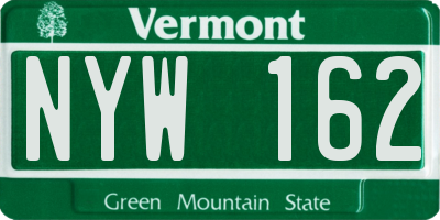 VT license plate NYW162