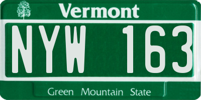VT license plate NYW163