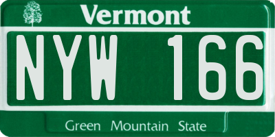 VT license plate NYW166